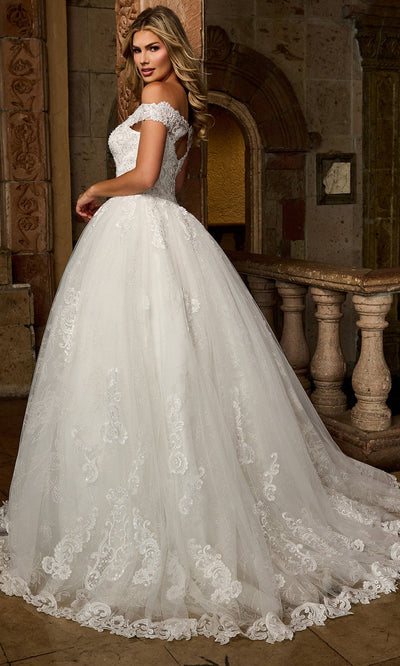 Rachel Allan MB6083 - Glitter Lace Straight Neckline Ballgown Wedding Dresses