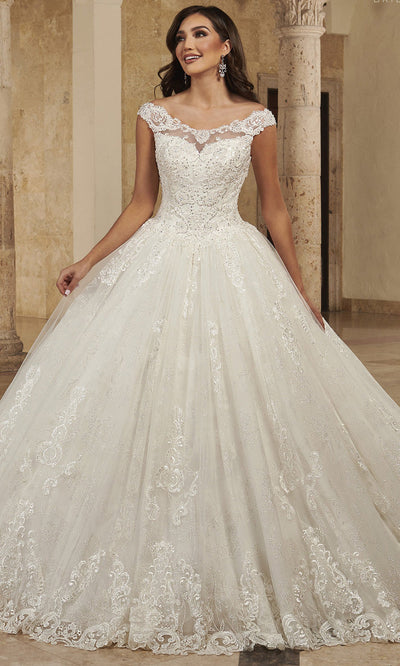 Rachel Allan MB6083 - Glitter Lace Straight Neckline Ballgown Wedding Dresses
