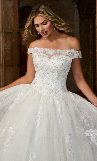 Rachel Allan MB6083 - Glitter Lace Straight Neckline Ballgown Wedding Dresses