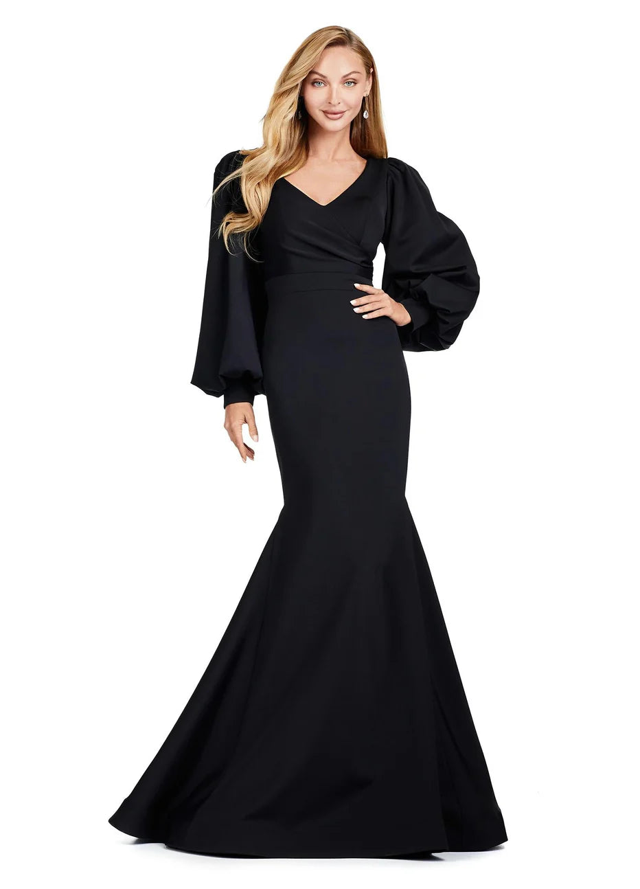 bishop sleeve long dress Ashley Lauren 11345 - Long Mermaid Dress