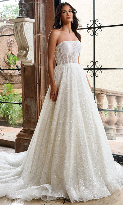 Rachel Allan RB5094 - Sparkling Tulle Straight Neck Bridal Gown Bridal Gowns