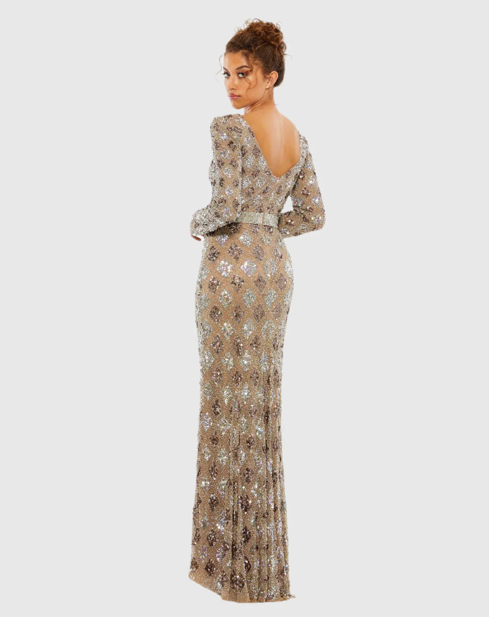 Mac Duggal Evening - 5021D V-Neck Sequin Bodice Evening Dress