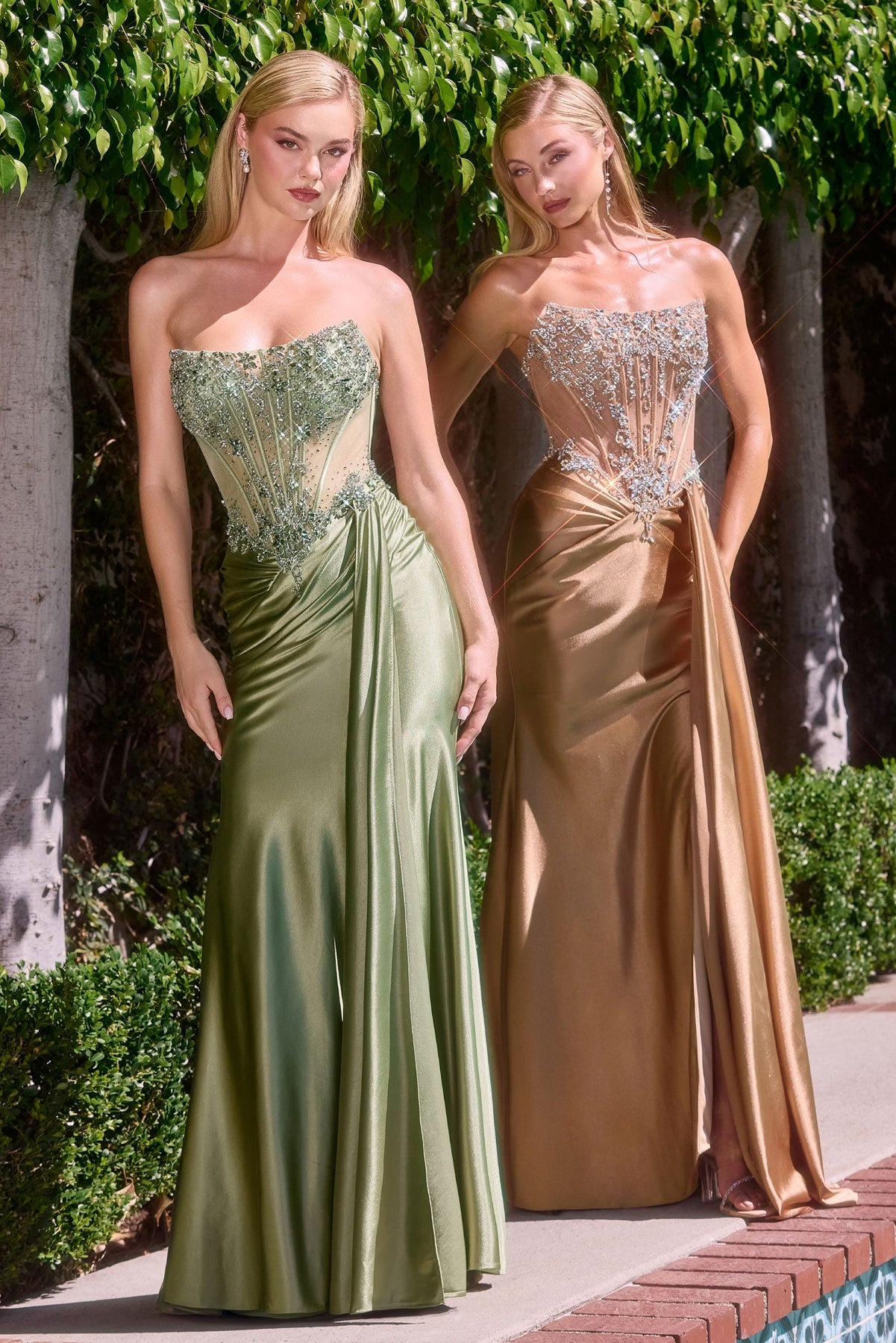 Ladivine C169 - Beaded Corset Mermaid Evening Gown Prom Dresses in Blush