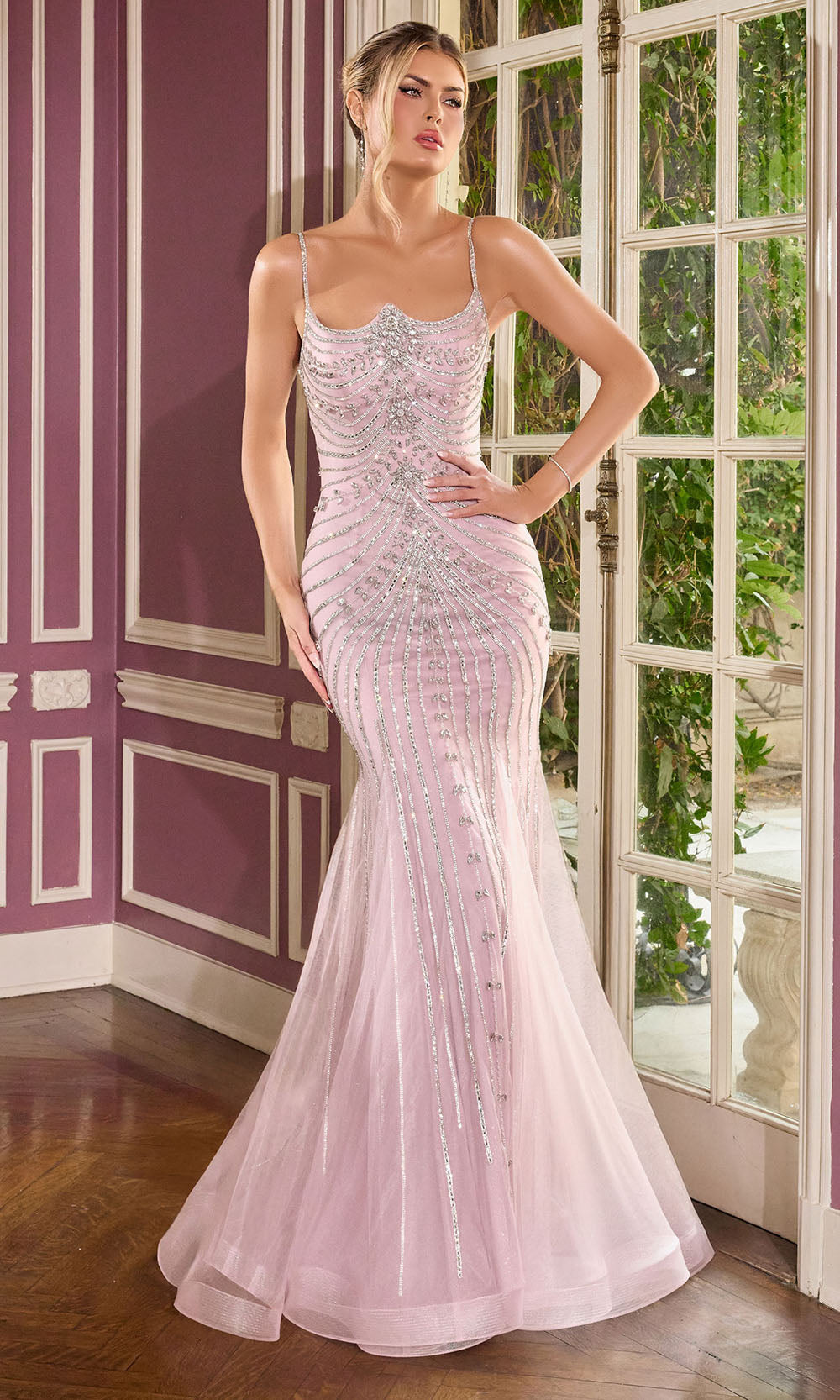 Ladivine CB167 - Bow Back Embellished Mermaid Gown Prom Dresses in Mauve