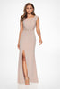 Cameron Blake CB201 - Beaded Accent Scoop Neck Gown