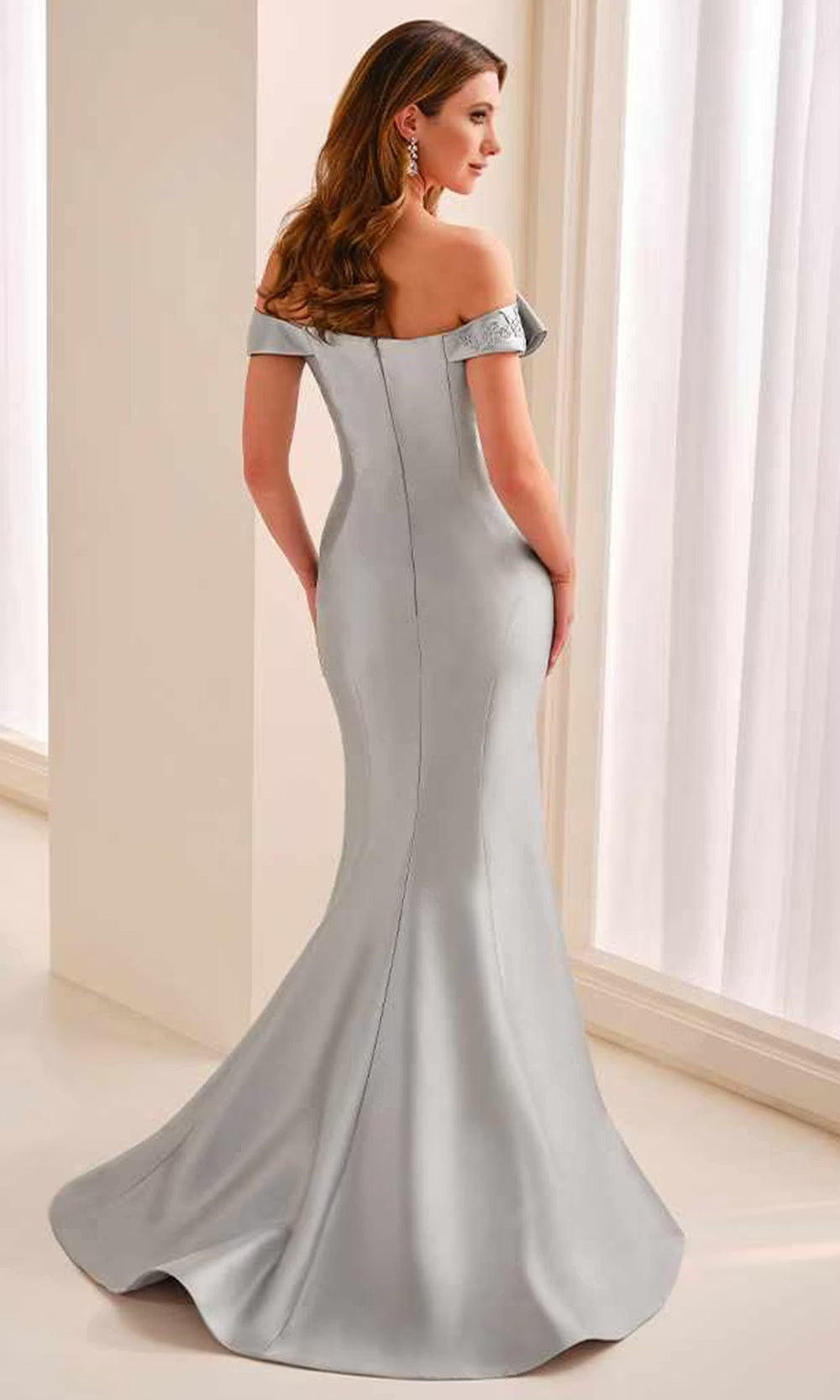 Cameron Blake CB447 - Off Shoulder Mikado Mermaid Dress Mother of the Bride Dresses in Silver  