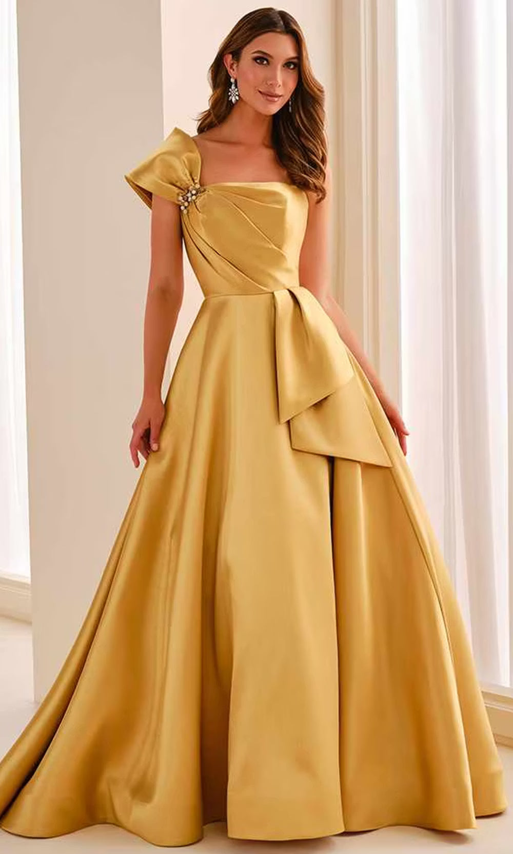 Cameron Blake CB456 - Asymmetric Mikado Evening Ballgown Ball Gowns in Gold  