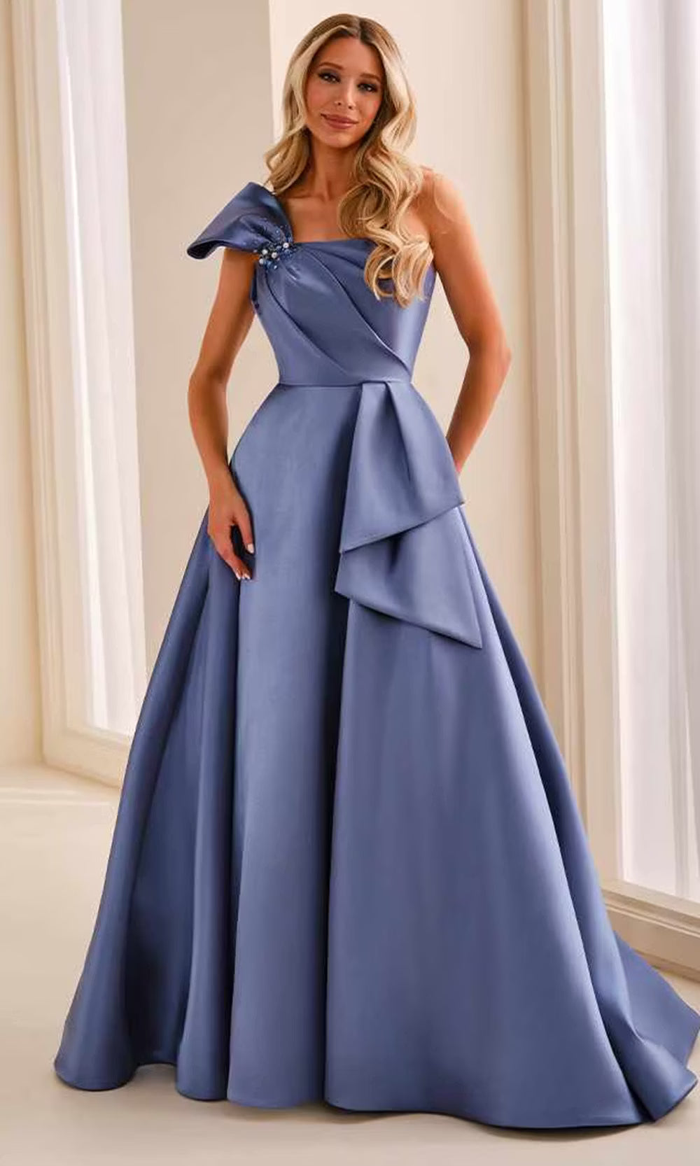 Cameron Blake CB456 - Asymmetric Mikado Evening Ballgown Ball Gowns in Blue  