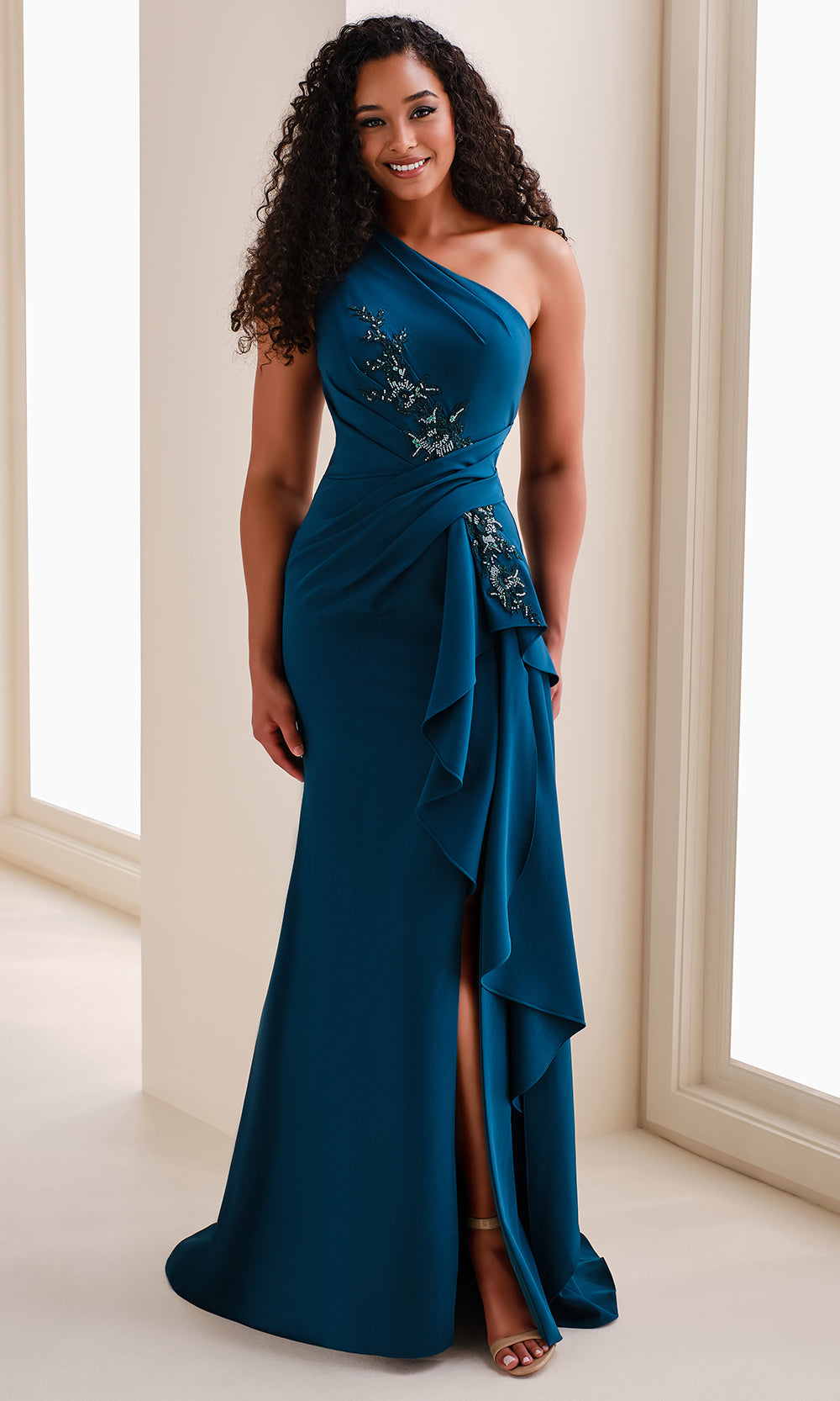 Cameron Blake CB822 - Beaded Applique Asymmetrical Formal Gown Prom Dresses