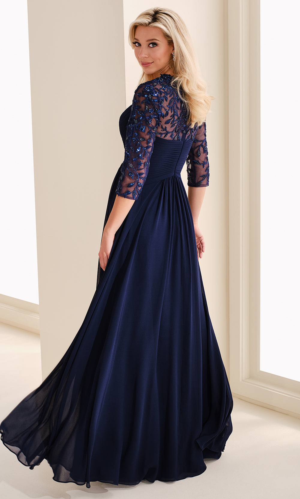 Cameron Blake CB824 - Embroidered Chiffon Sleeve Dress