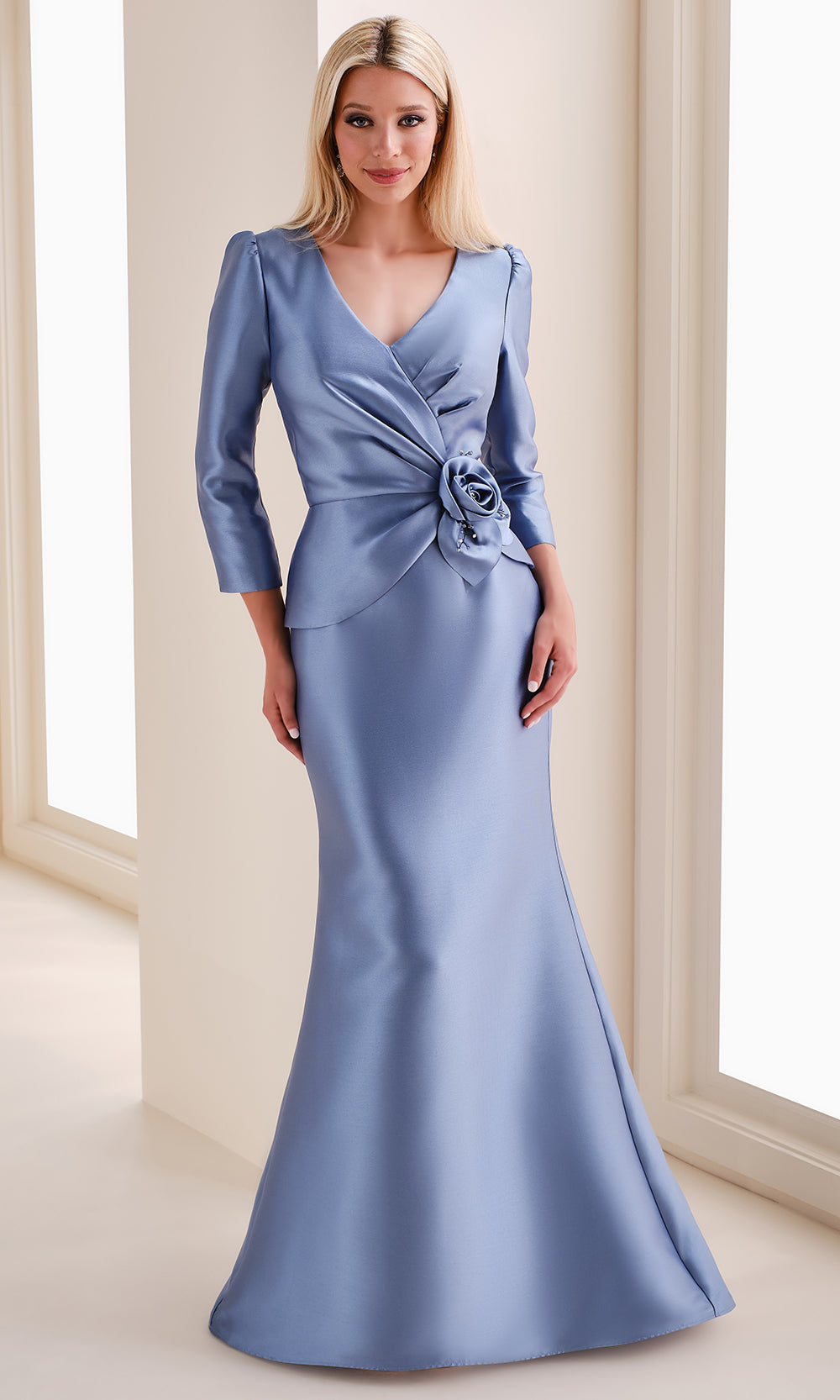 Cameron Blake CB830 - Rosette Detail Peplum Mermaid Gown Mother of the Bride Dresses