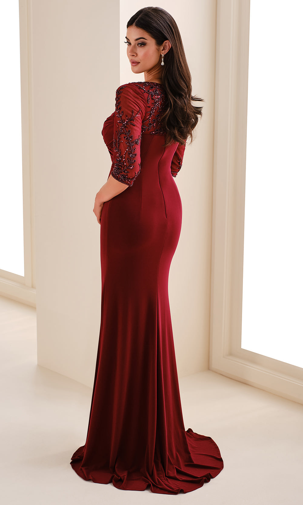 Cameron Blake CB833 - Elegant Beaded Illusion Jersey Gown Formal Gowns