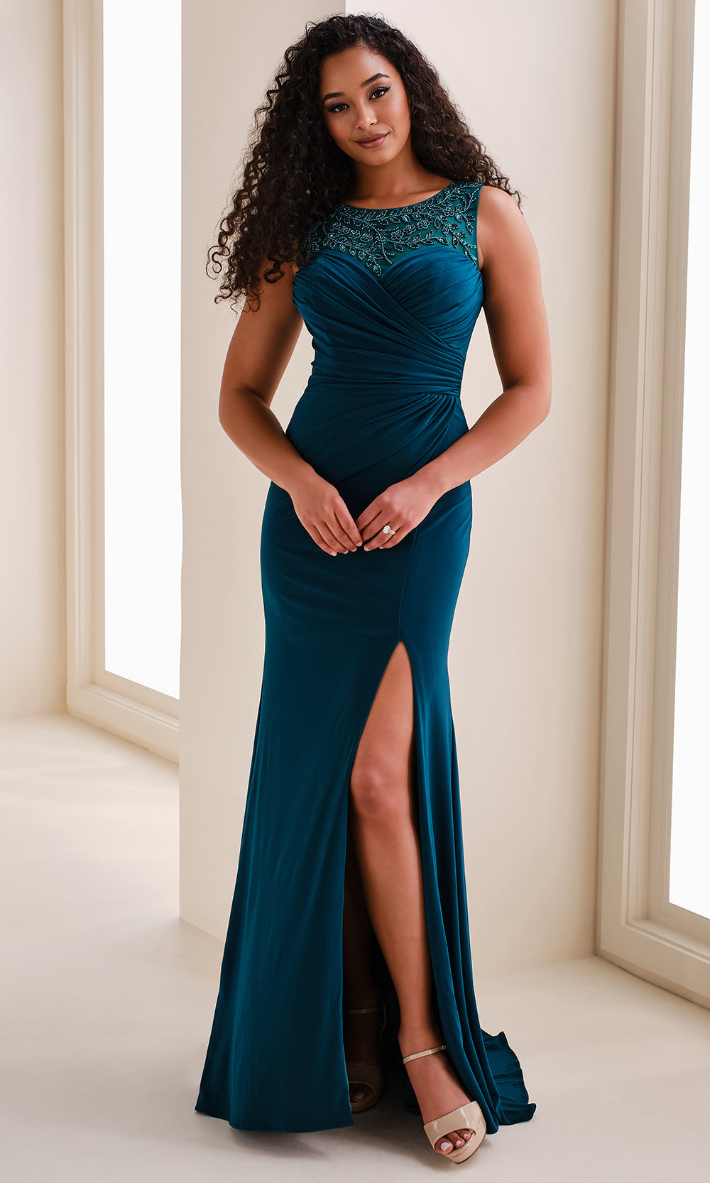 Cameron Blake CB833 - Elegant Beaded Illusion Jersey Gown Formal Gowns