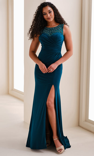 Cameron Blake CB833 - Elegant Beaded Illusion Jersey Gown Formal Gowns