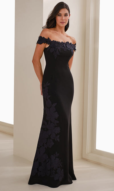 Cameron Blake CB901 - Cap Sleeve Mermaid Gown with Floral Detail Prom Dresses