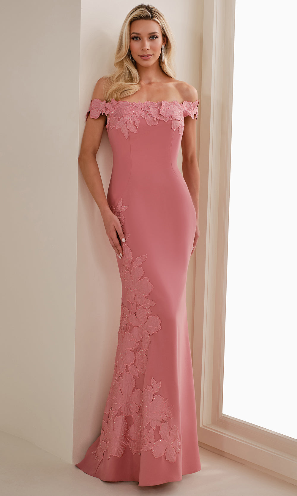 Cameron Blake CB901 - Off Shoulder Floral Evening Dress
