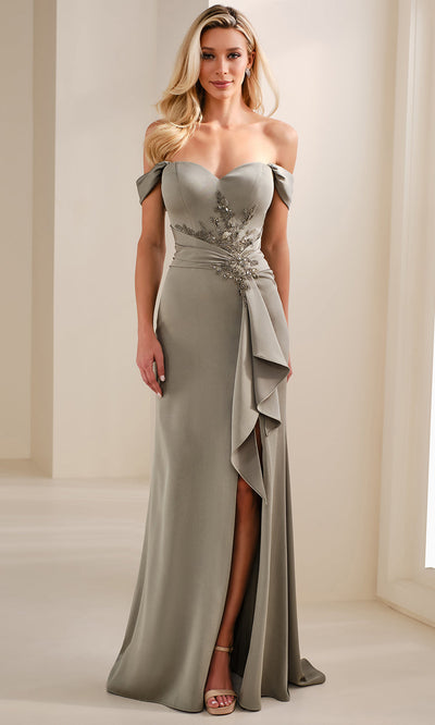 Cameron Blake CB902 - High Slit Strapless Sheath Gown Prom Dresses