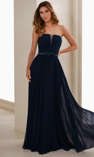 Cameron Blake CB903 - Beaded Waist Chiffon Gown with Shawl Formal Gowns