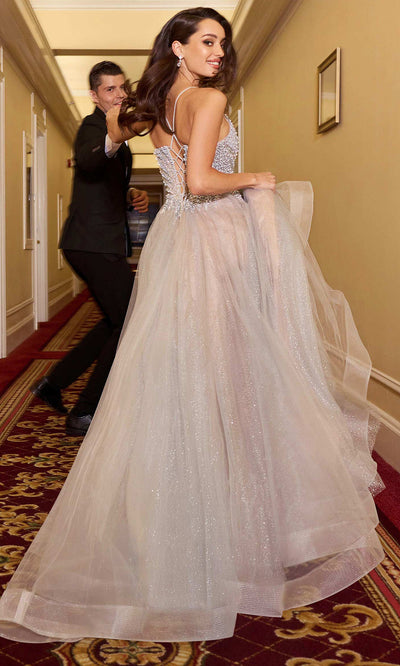 Ladivine CC2531 - Spaghetti Strap Beaded Gown