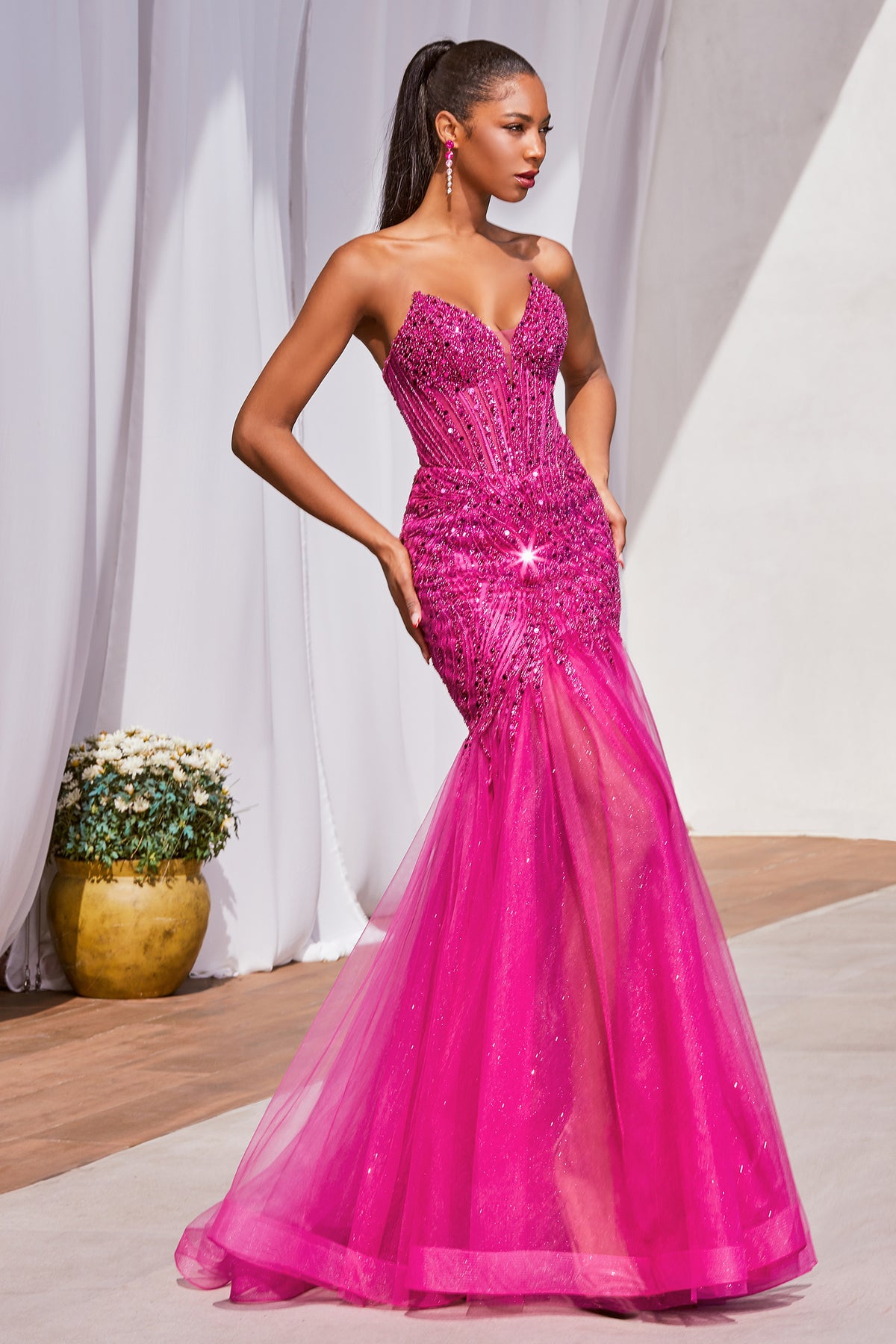 Ladivine CD0214 - Sleeveless Embellished A-line Dress