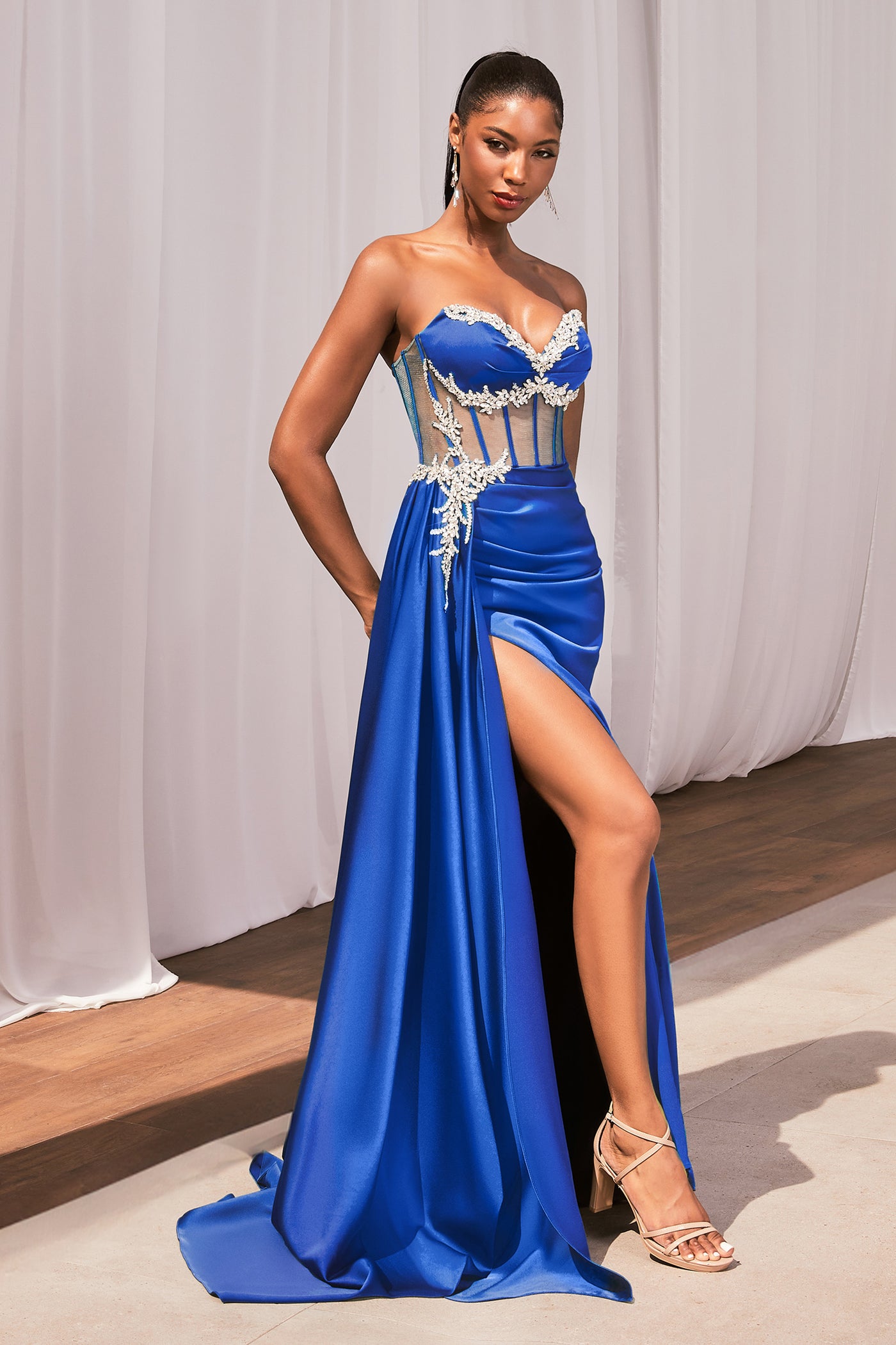 Ladivine CD343 - Beaded Appliqued Evening Gown