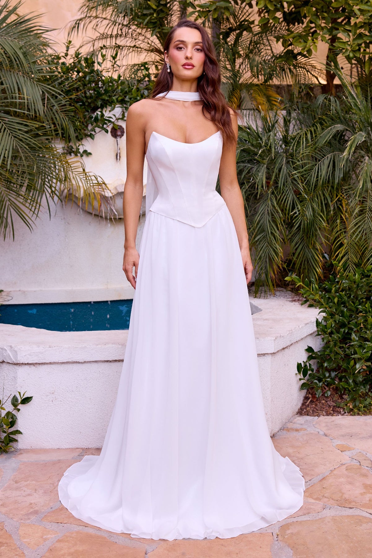 Ladivine CD386W - A-Line Corset Wedding Dress Wedding Dresses in Off White
