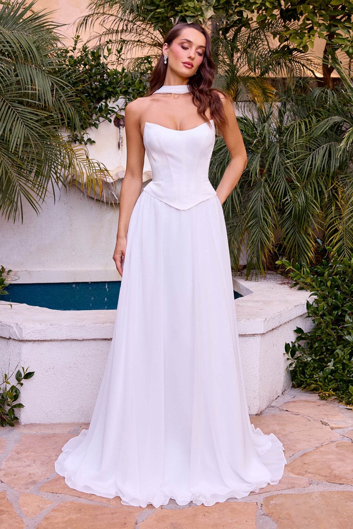 Ladivine CD386W - A-Line Corset Wedding Dress Wedding Dresses in Off White