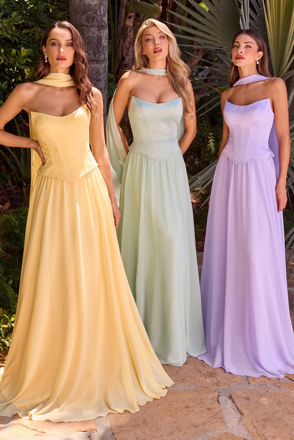 Ladivine CD386 - Strapless Chiffon A-Line Gown Prom Dresses in Black