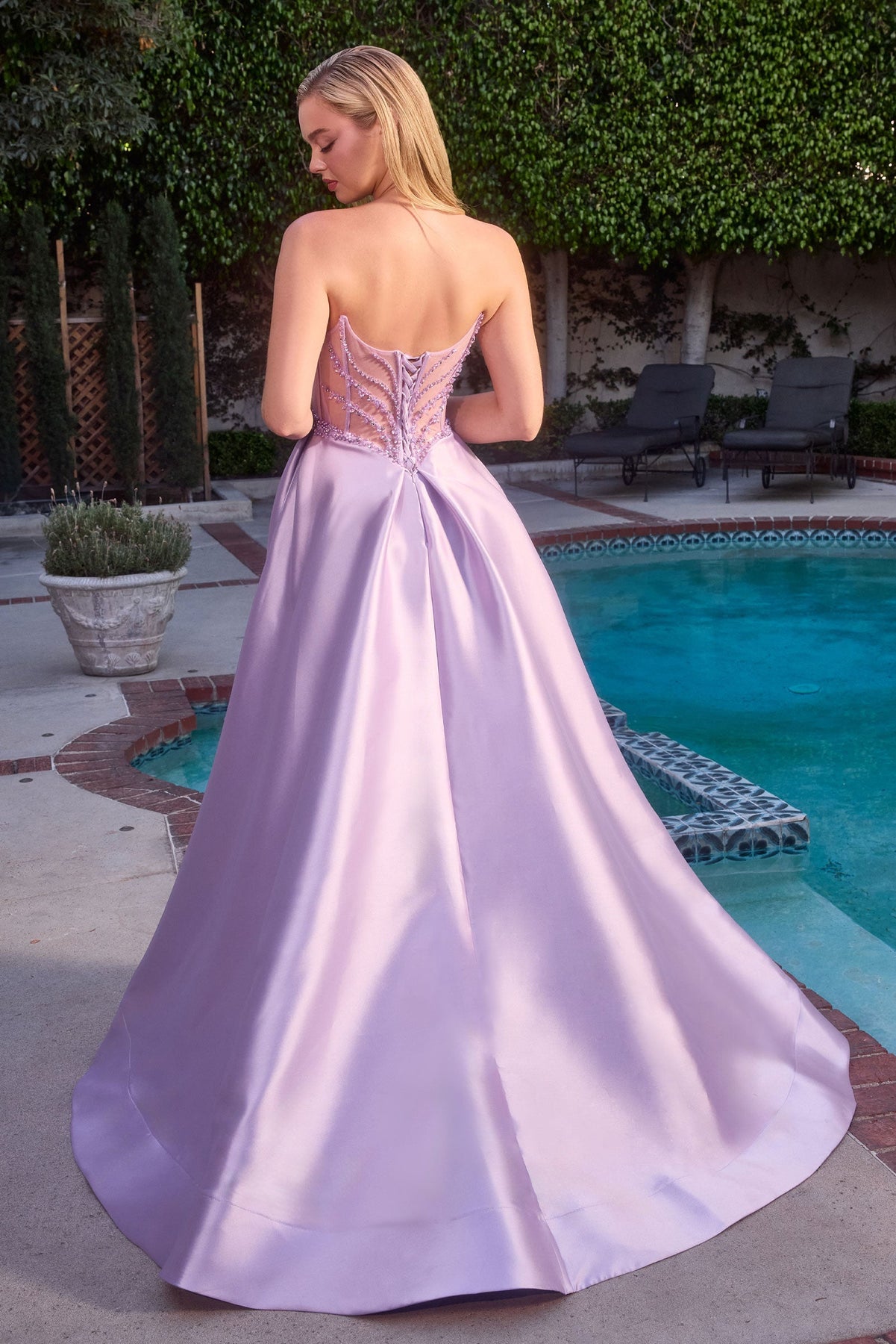 Ladivine CD389 - Strapless Beaded Sweetheart Ballgown Prom Dresses in Black