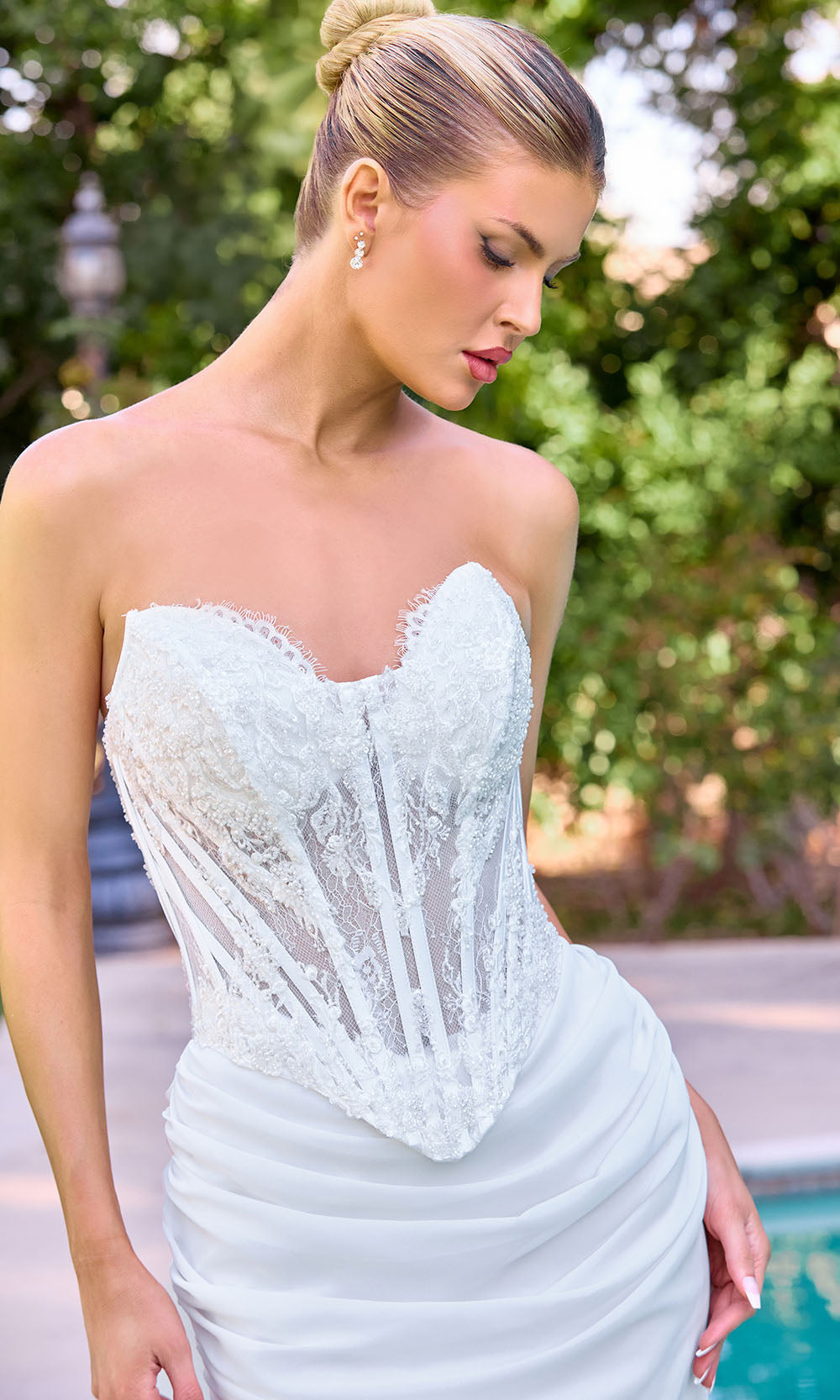 Ladivine CD683W - Fitted Lace-Up Back Wedding Gown Bridal Dresses in White