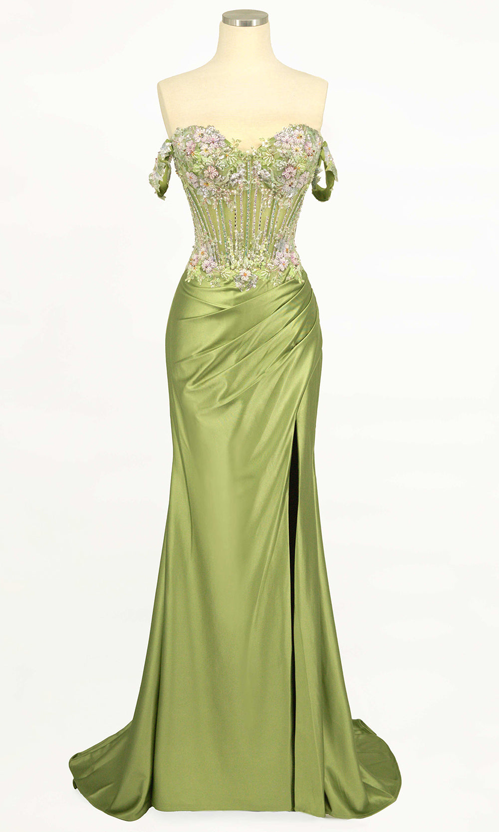 Ladivine CD745 - Off-Shoulder Satin Prom Gown