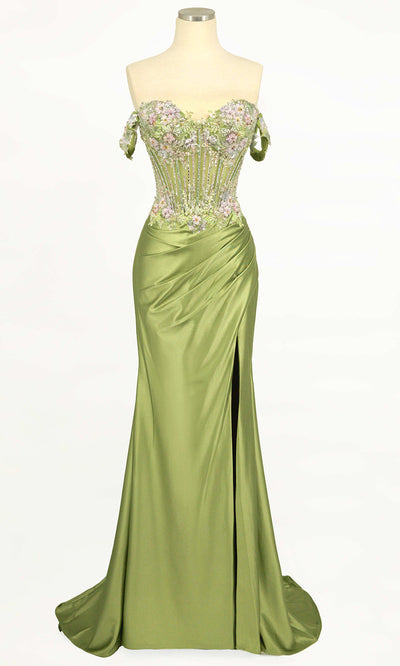 Ladivine CD745 - Off-Shoulder Satin Prom Gown