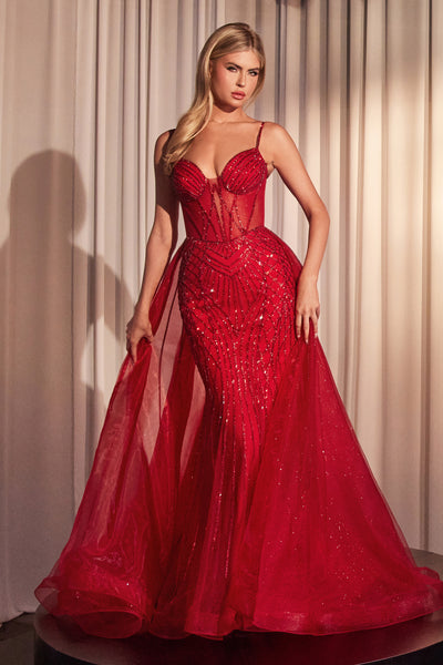 Ladivine CD863 - Sleeveless Beaded Sheath Gown