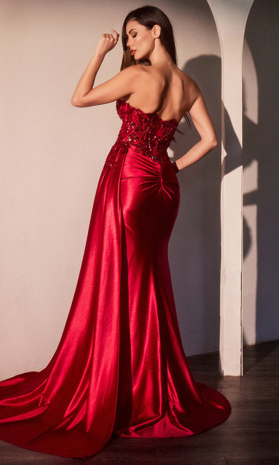 Ladivine CDS530 - Waist Cape Sequin Evening Dress