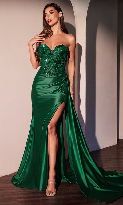 Ladivine CDS530 - Waist Cape Sequin Evening Dress