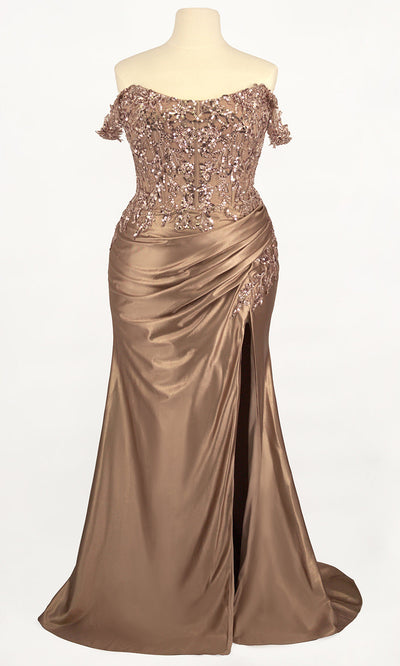 Ladivine CDS537C - Scoop Neck Embellished Prom Gown