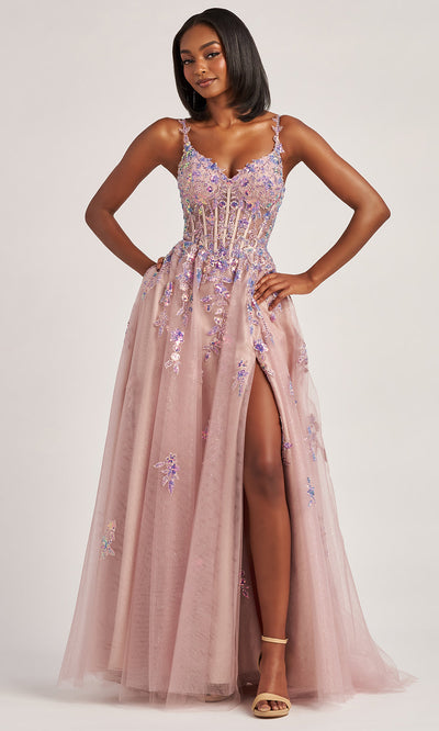 Colette CL6001 - V-Neckline Sequin Applique Gown Prom Dresses