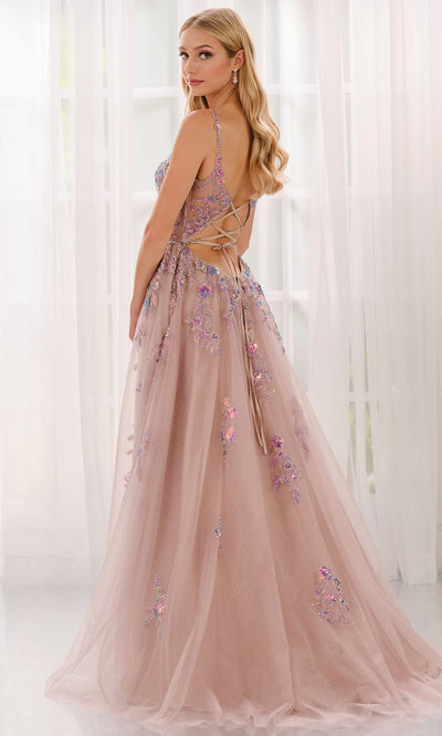 Colette CL6001 - V-Neckline Sequin Applique Gown Prom Dresses