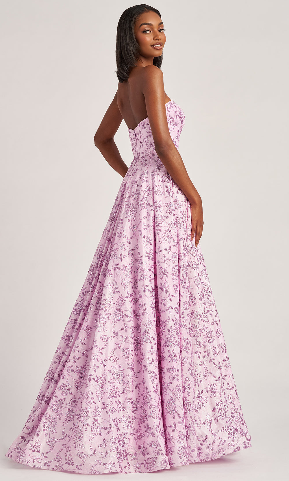 Colette CL6002 - Glitter Lace Straight Neckline Prom Gown Prom Dresses