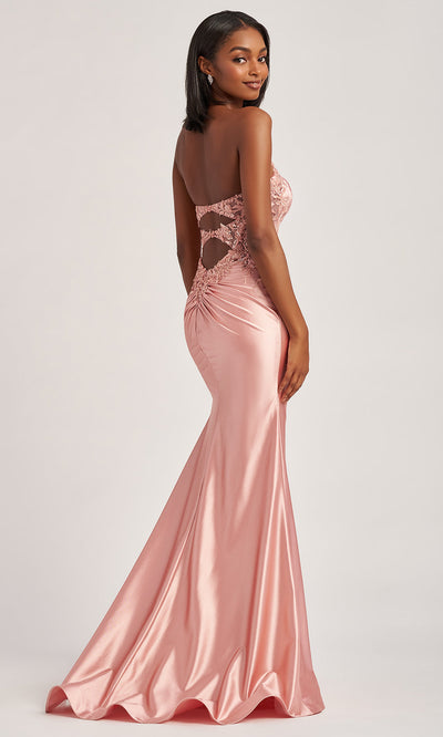 Colette CL6004 - Beaded Applique Strapless Slit Gown Prom Dresses