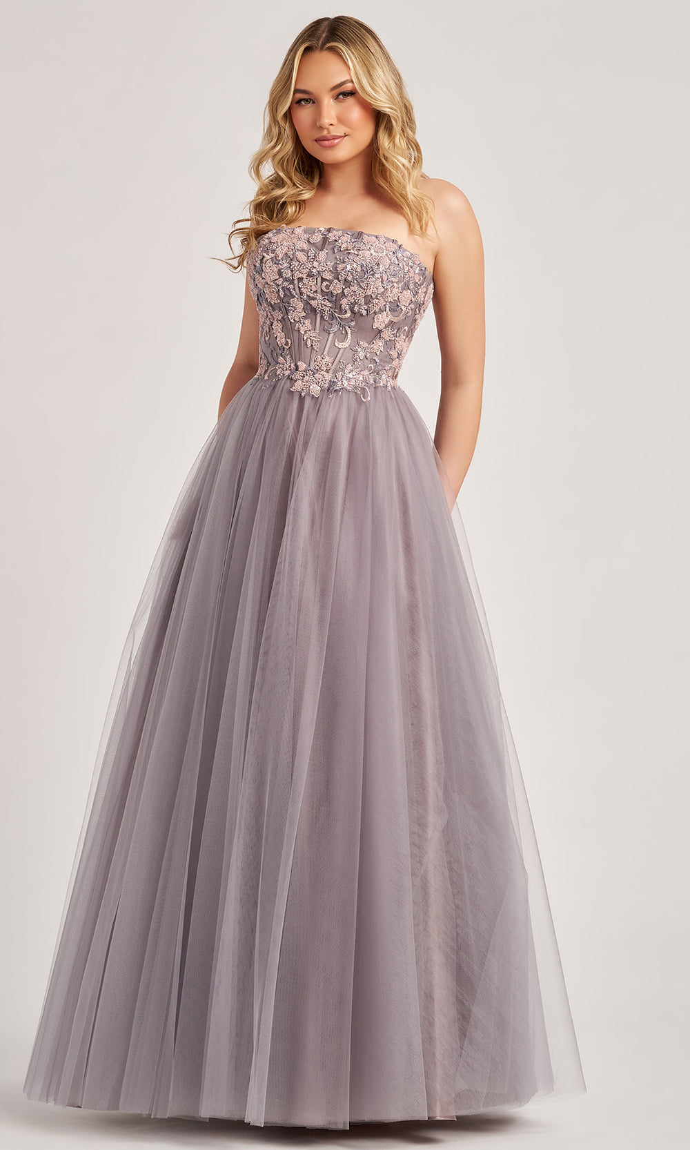 Colette CL6008 - Straight Neckline Layered A-Line Gown Prom Dresses