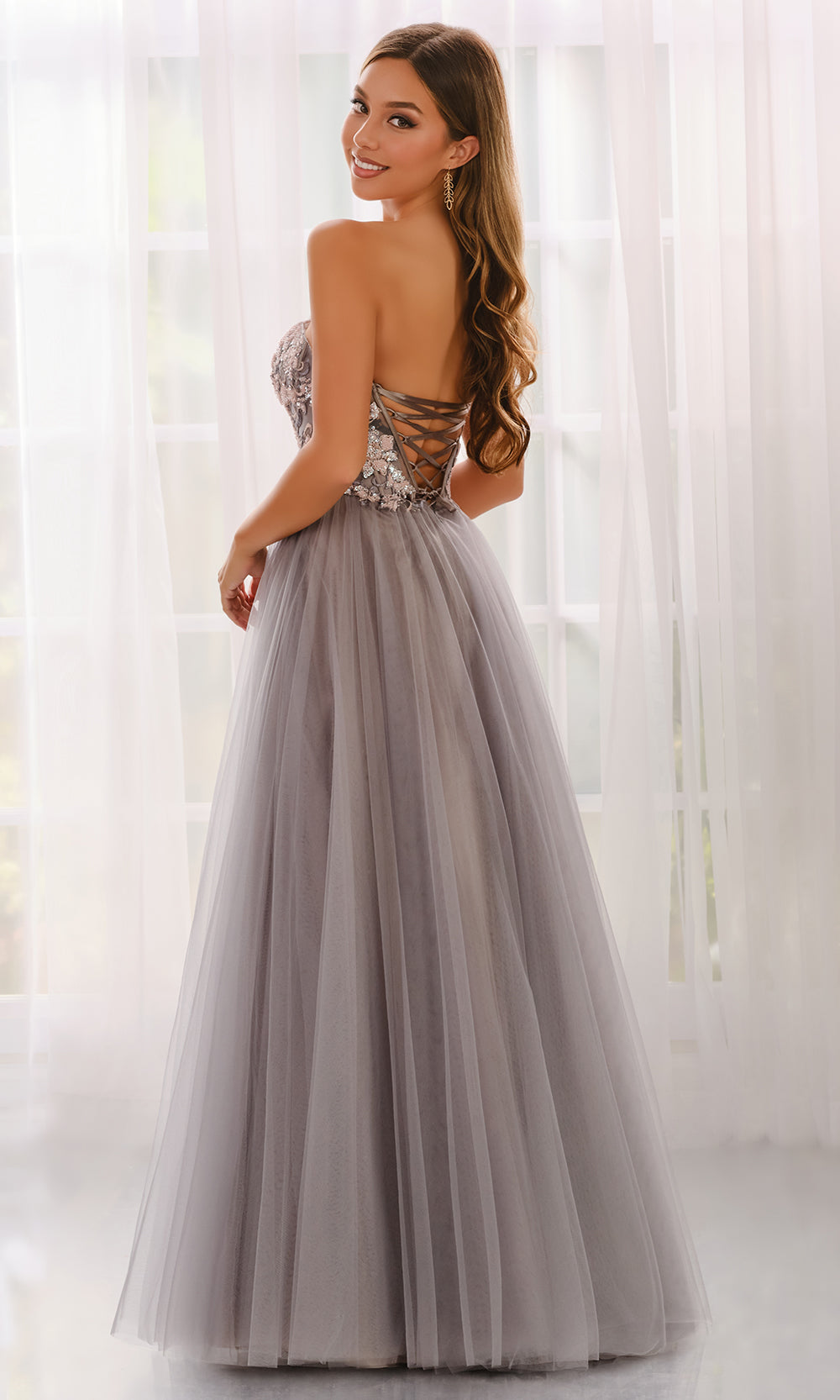 Colette CL6008 - Straight Neckline Layered A-Line Gown Prom Dresses