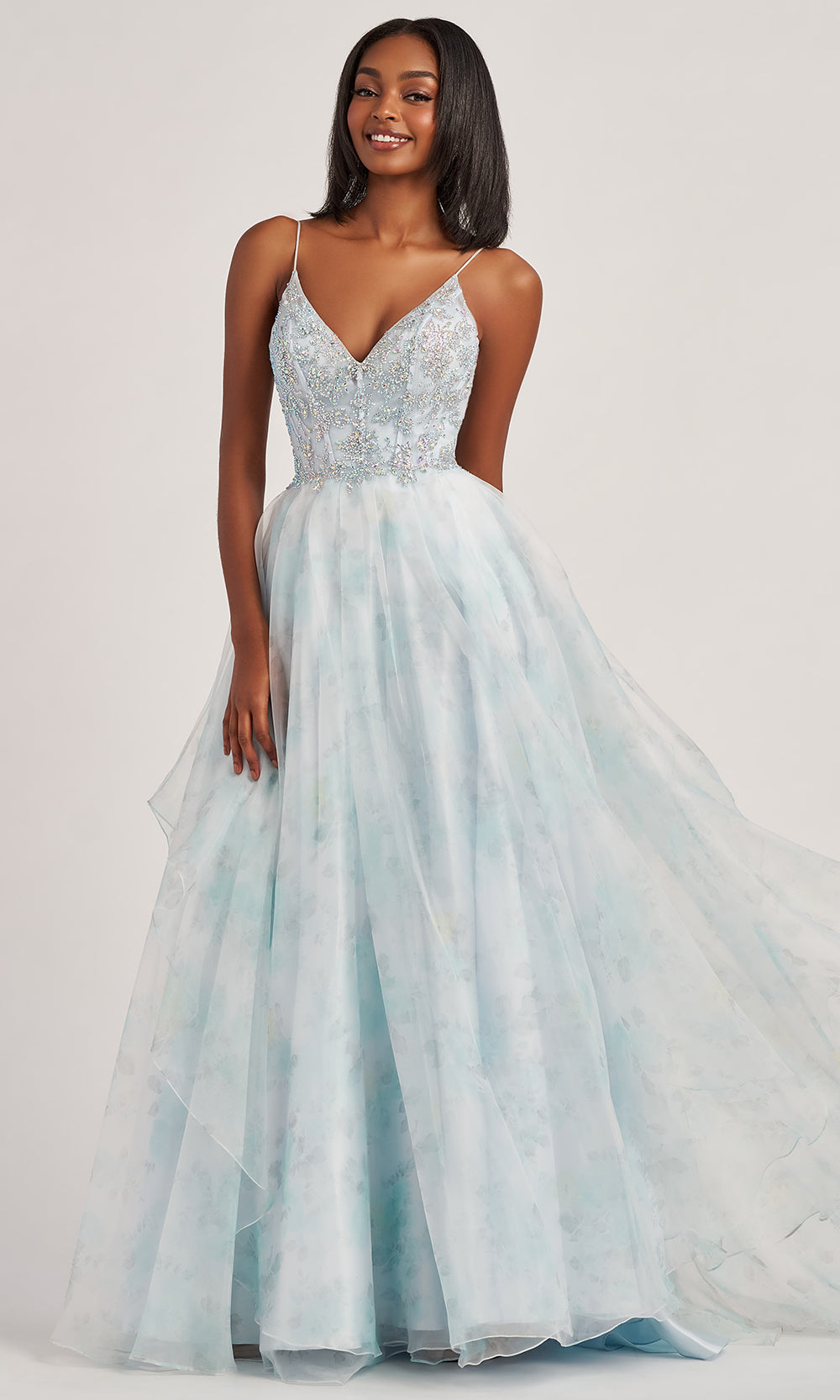 Colette CL6010 - Romantic Chiffon V-Neckline Gown Prom Dresses