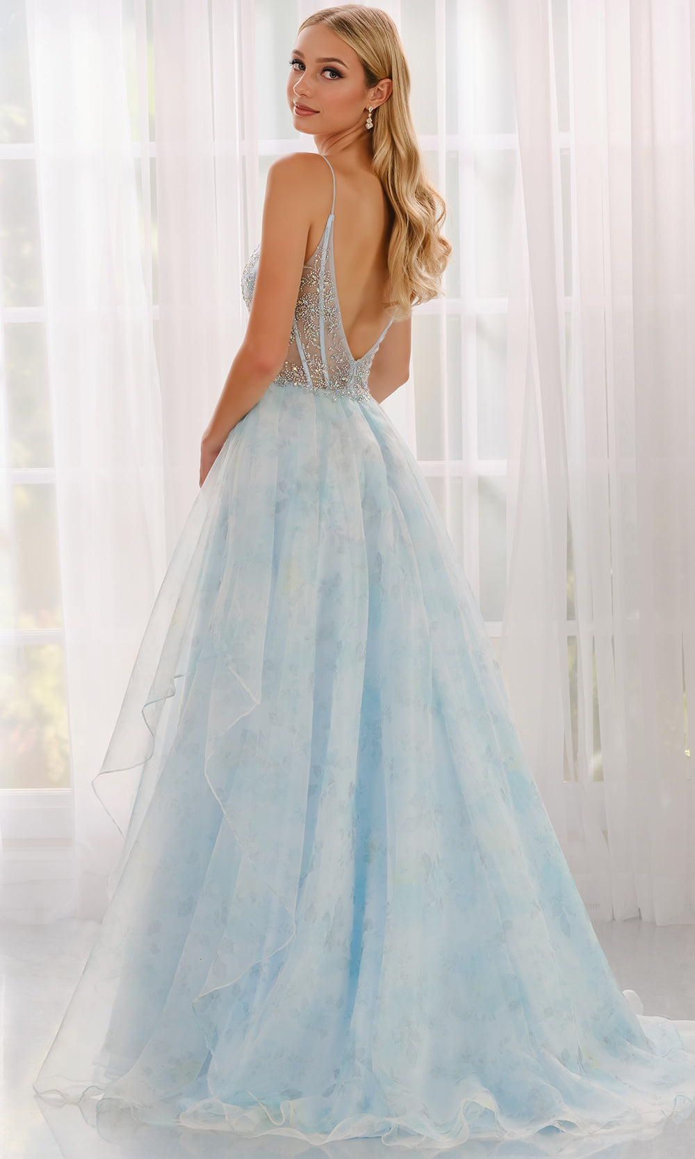 Colette CL6010 - Romantic Chiffon V-Neckline Gown Prom Dresses