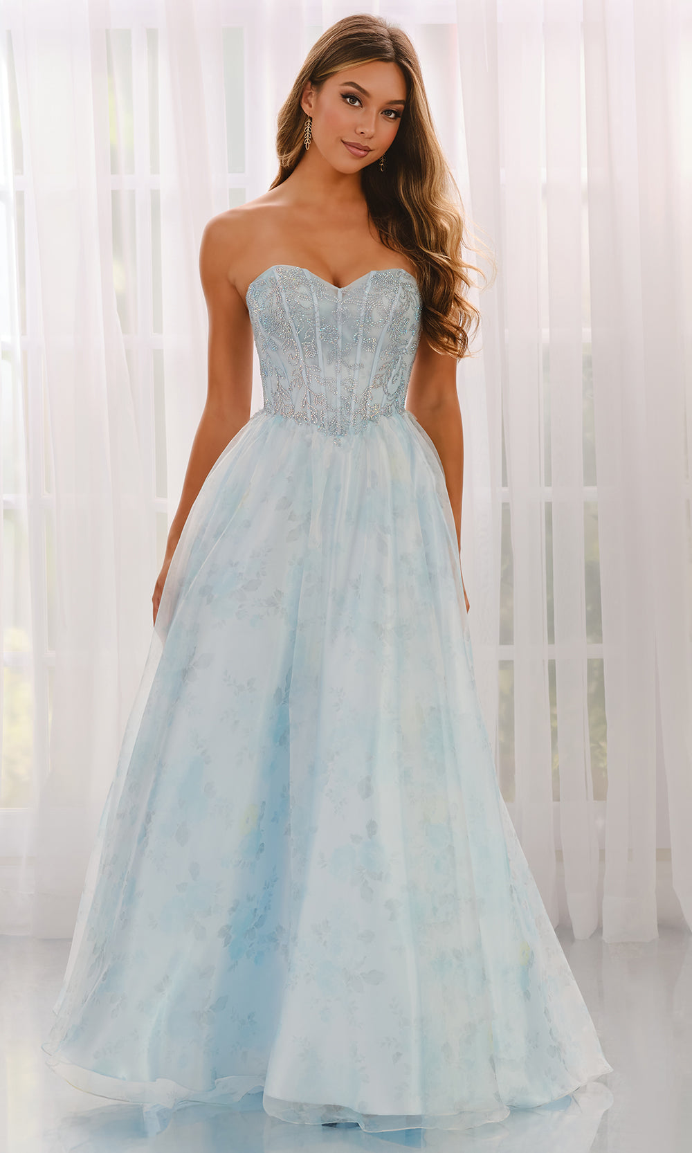 Colette CL6011 - Beaded Corset Sweetheart Printed Gown Prom Dresses