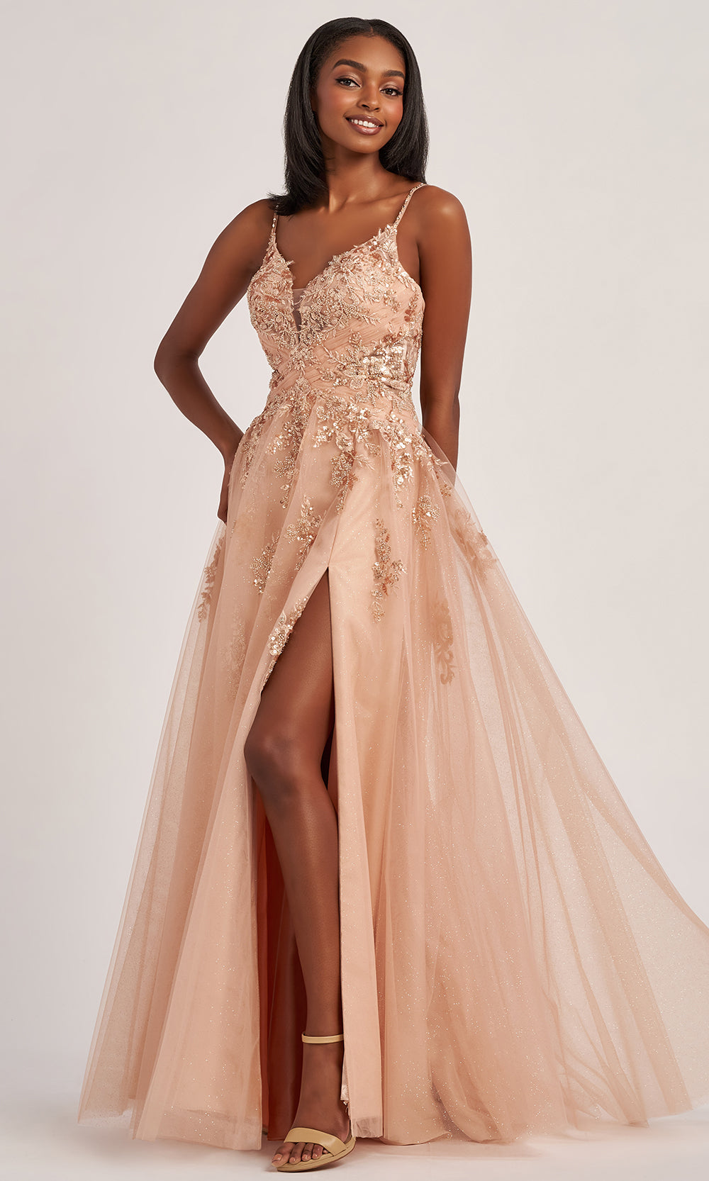 Colette CL6012 - Embellished Tulle A-Line Prom Gown Prom Dresses