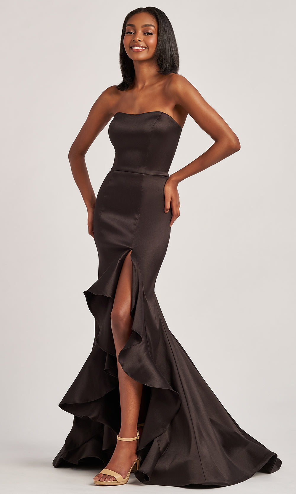 Colette CL6017 - Straight Neckline Ruffle Detail Prom Gown Prom Dresses