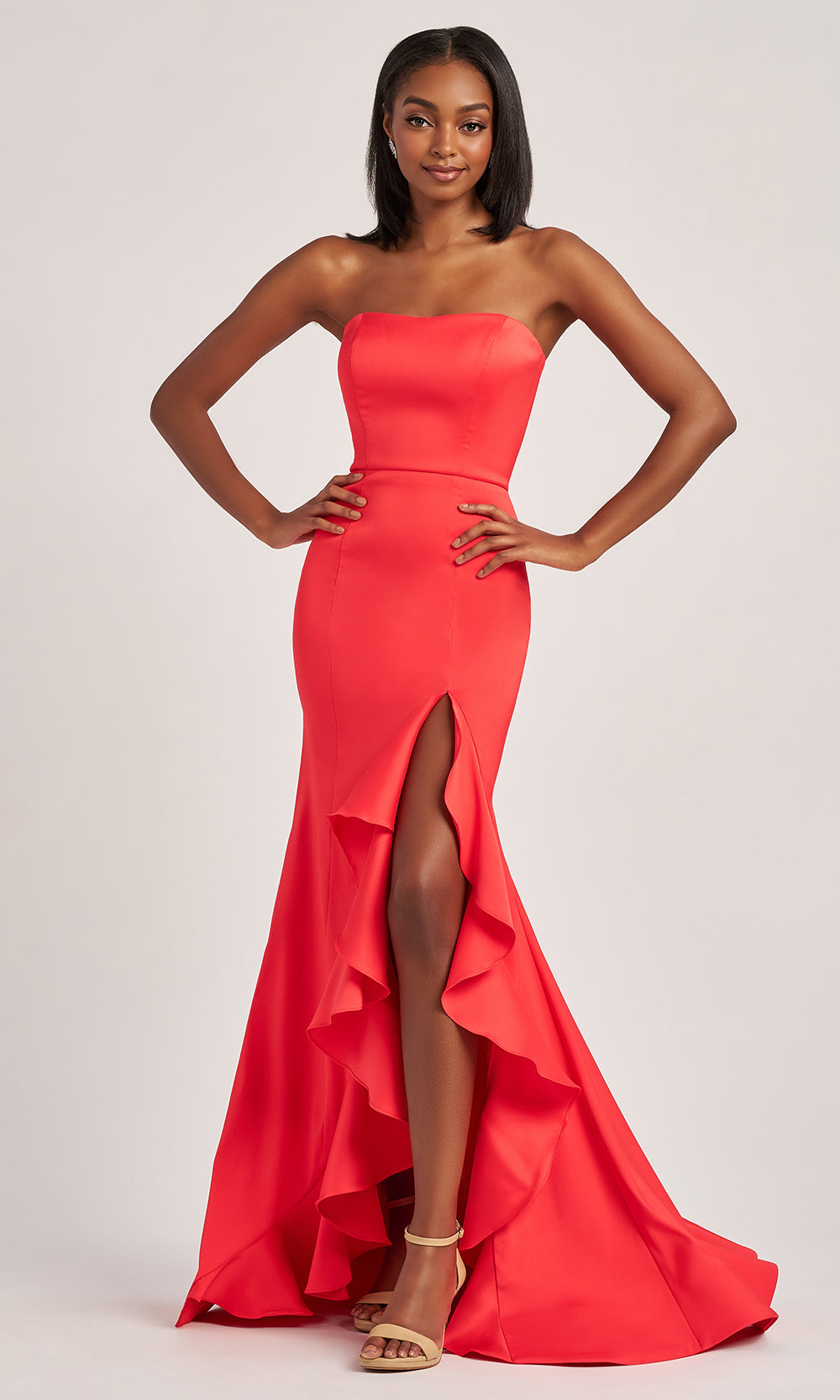 Colette CL6017 - Straight Neckline Ruffle Detail Prom Gown Prom Dresses