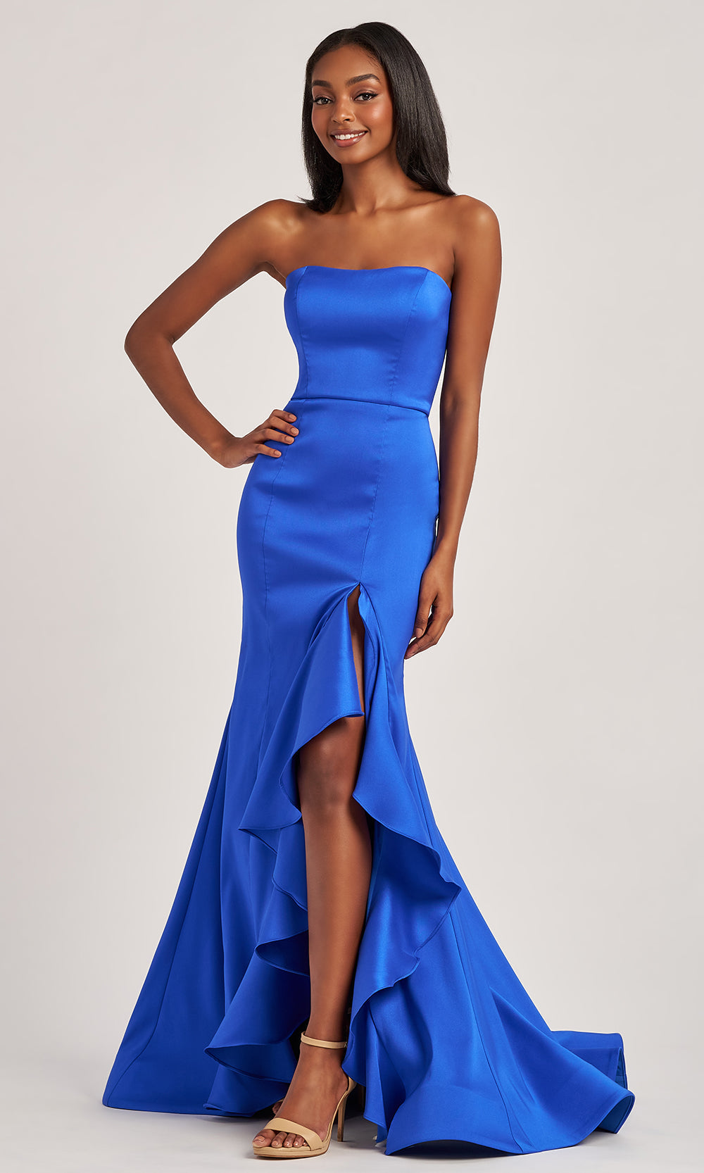 Colette CL6017 - Straight Neckline Ruffle Detail Prom Gown Prom Dresses