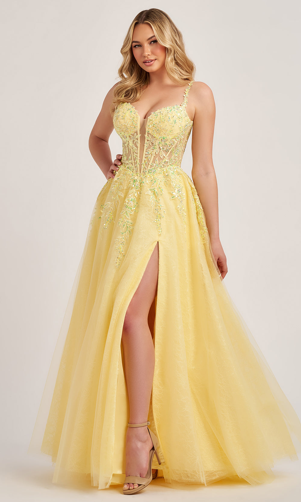 Colette CL6018 - Sleeveless A-Line Gown with Beaded Embroidery Prom Dresses